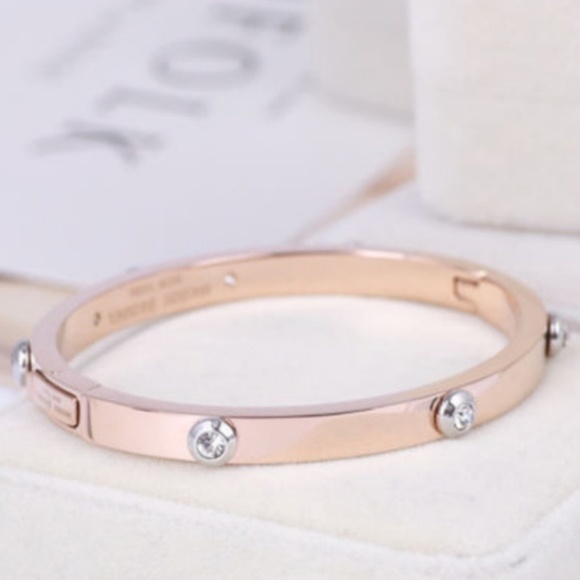 henri bendel Jewelry Henri Bendel Rose Gold Crystal Bangle Bracelet Poshmark